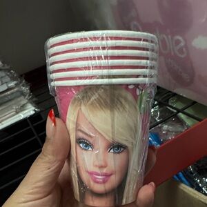 Barbie Pink Party Cups with Character Design